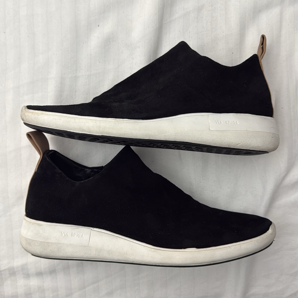 Via Spiga Marlow Black Suede Slip-On Sneakers - Women’s Size 8M
